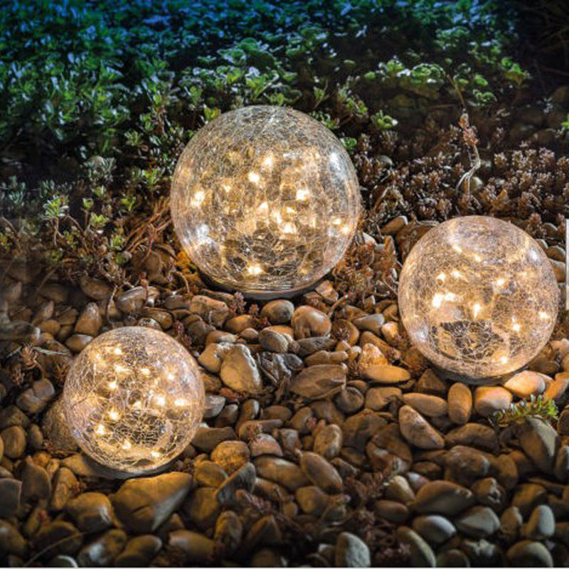 Orelli Lightings Solar LED Crackle Ball Light, Waterproof for Garden and Lawn Decor