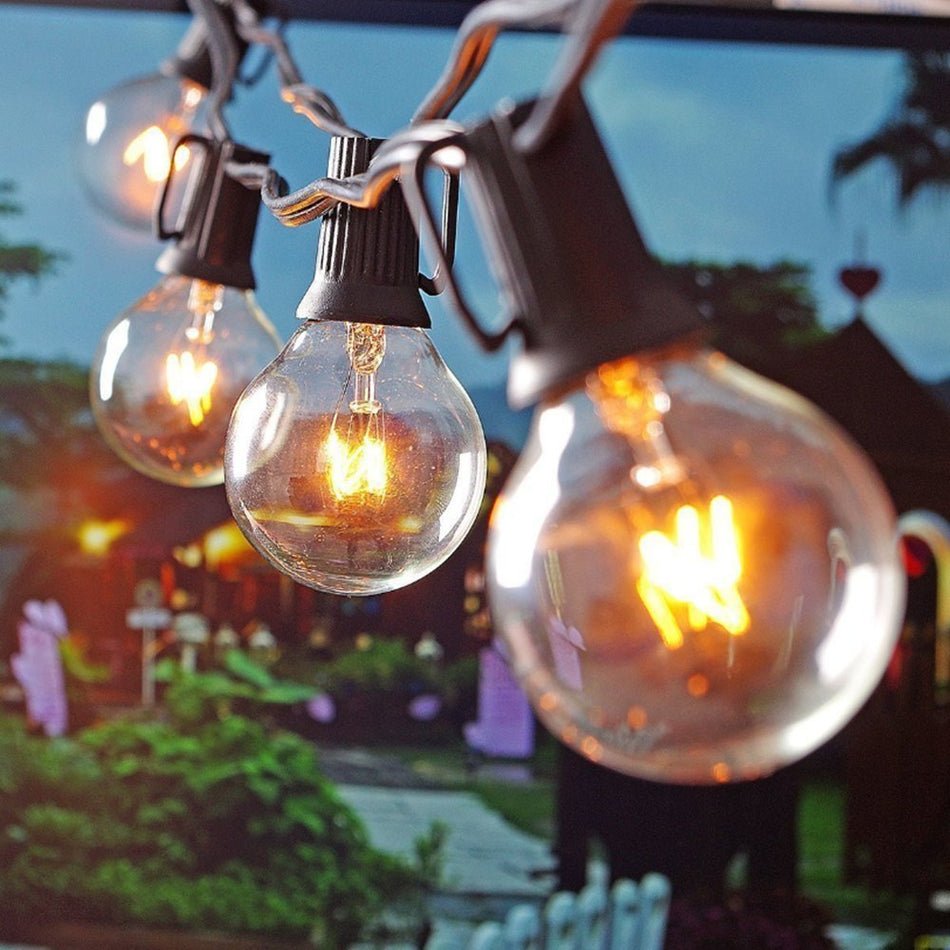 Orelli Lightings 25ft G40 Globe String Lights, 25 Clear Vintage Bulbs, Indoor/Outdoor Patio and Garden Decor, EU/US Plug