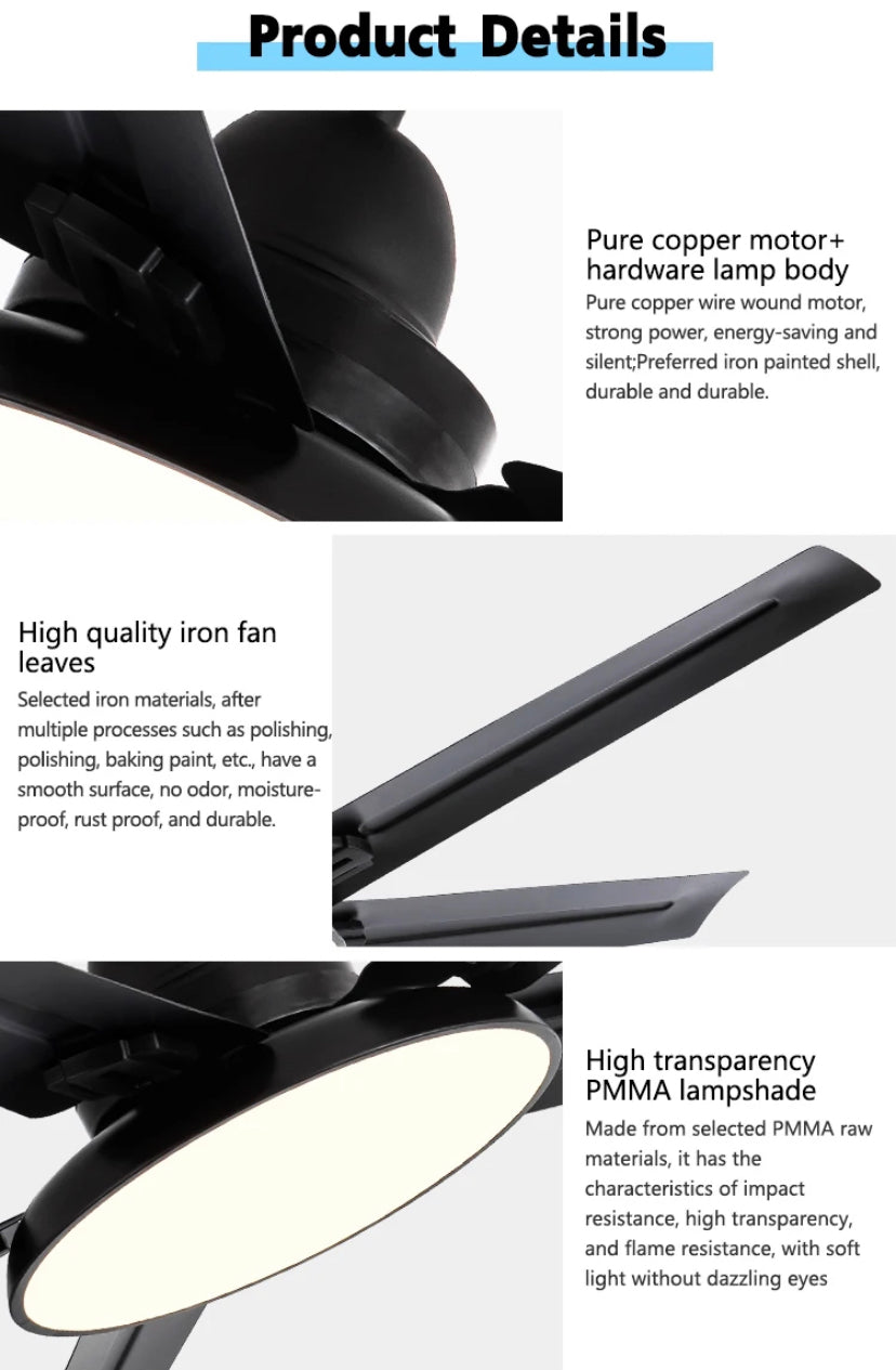 Modern Ventilation Fans Home, Hotel Remote Control Ceiling Fan Living Room, Dining Room, Bedroom Ceiling fan Light