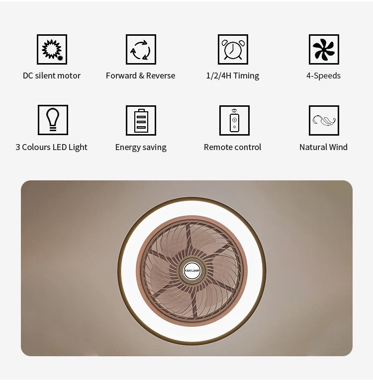 Modern Ventilation Fans DC Motor 6-Speeds Living Room Remote Control Ceiling Fan Light