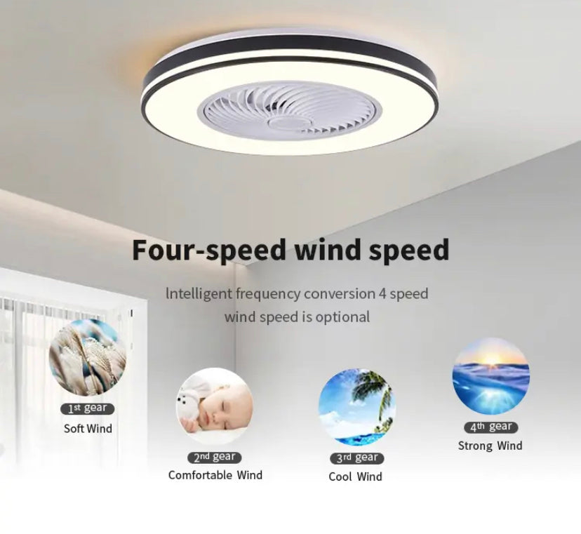 Modern Ventilation Fans DC Motor 6-Speeds Living Room Remote Control Ceiling Fan Light
