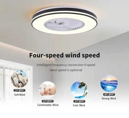 Modern Ventilation Fans DC Motor 6-Speeds Living Room Remote Control Ceiling Fan Light