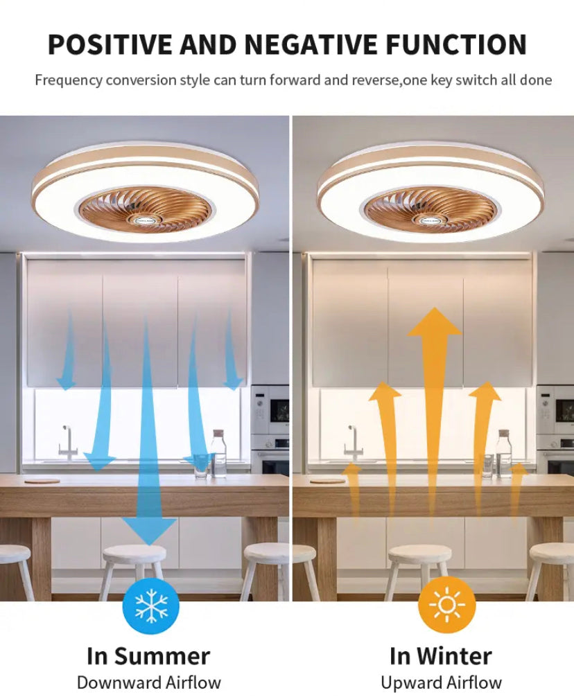 Modern Ventilation Fans DC Motor 6-Speeds Living Room Remote Control Ceiling Fan Light