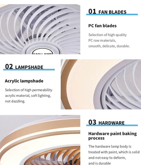 Modern Ventilation Fans DC Motor 6-Speeds Living Room Remote Control Ceiling Fan Light