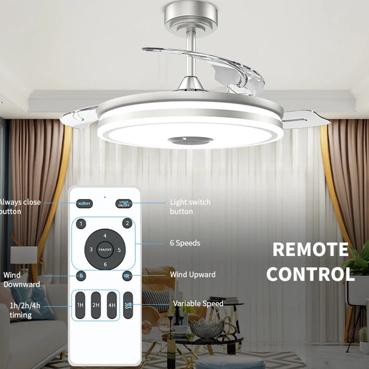 Modern Ventilation Fans Bedroom, Dining Room Bluetooth Speaker LED Ceiling Fan 42 Inch Remote Control