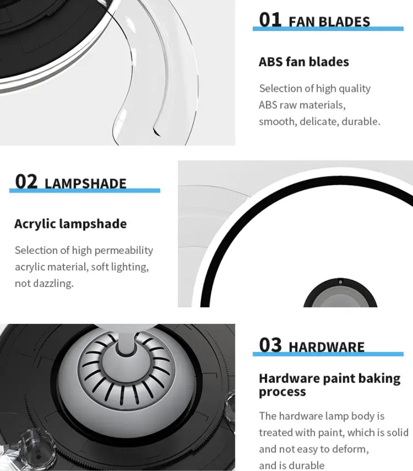 Modern Ventilation Fans Bedroom, Dining Room Bluetooth Speaker LED Ceiling Fan 42 Inch Remote Control