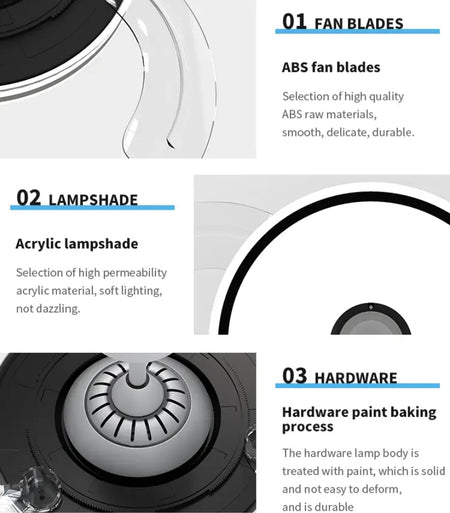 Modern Ventilation Fans Bedroom, Dining Room Bluetooth Speaker LED Ceiling Fan 42 Inch Remote Control