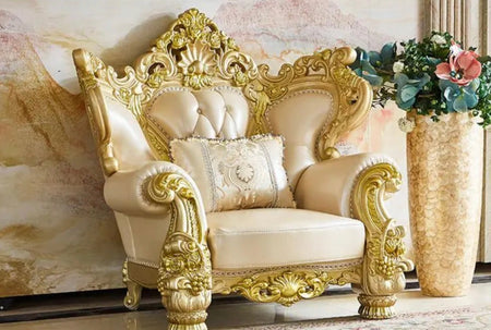 2023 New Arrival Antique European Sofa Baroque Style Classic Design Real Leather Sofa Set