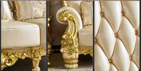 2023 New Arrival Antique European Sofa Baroque Style Classic Design Real Leather Sofa Set