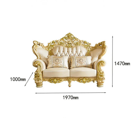 2023 New Arrival Antique European Sofa Baroque Style Classic Design Real Leather Sofa Set
