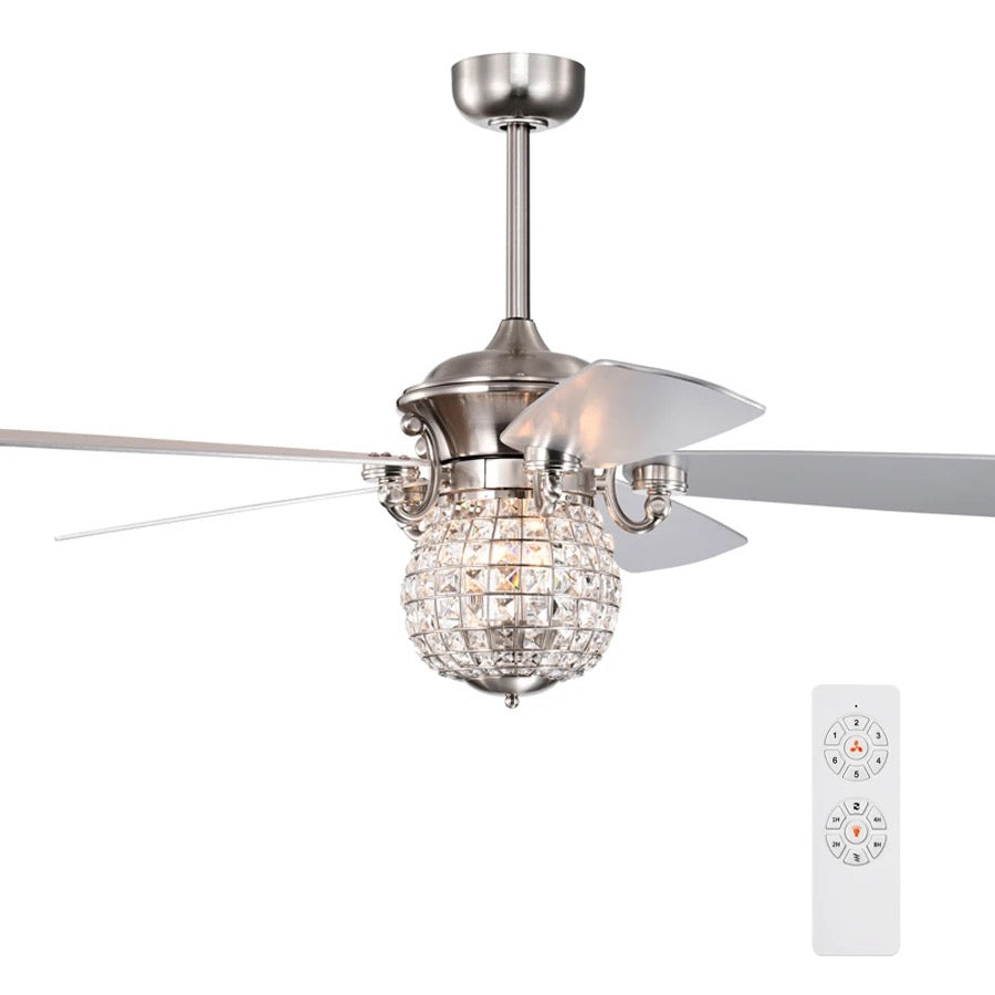 Modern Ventilation Fans Indoor Home, Living Room, Bedroom, Dining Room 52 Inch Ceiling Fan Crystal Ceiling Fan Light