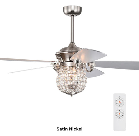 Modern Ventilation Fans Indoor Home, Living Room, Bedroom, Dining Room 52 Inch Ceiling Fan Crystal Ceiling Fan Light