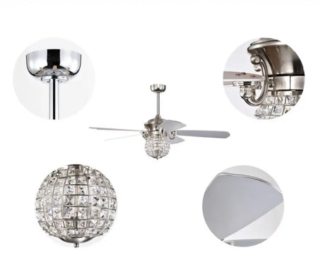 Modern Ventilation Fans Indoor Home, Living Room, Bedroom, Dining Room 52 Inch Ceiling Fan Crystal Ceiling Fan Light
