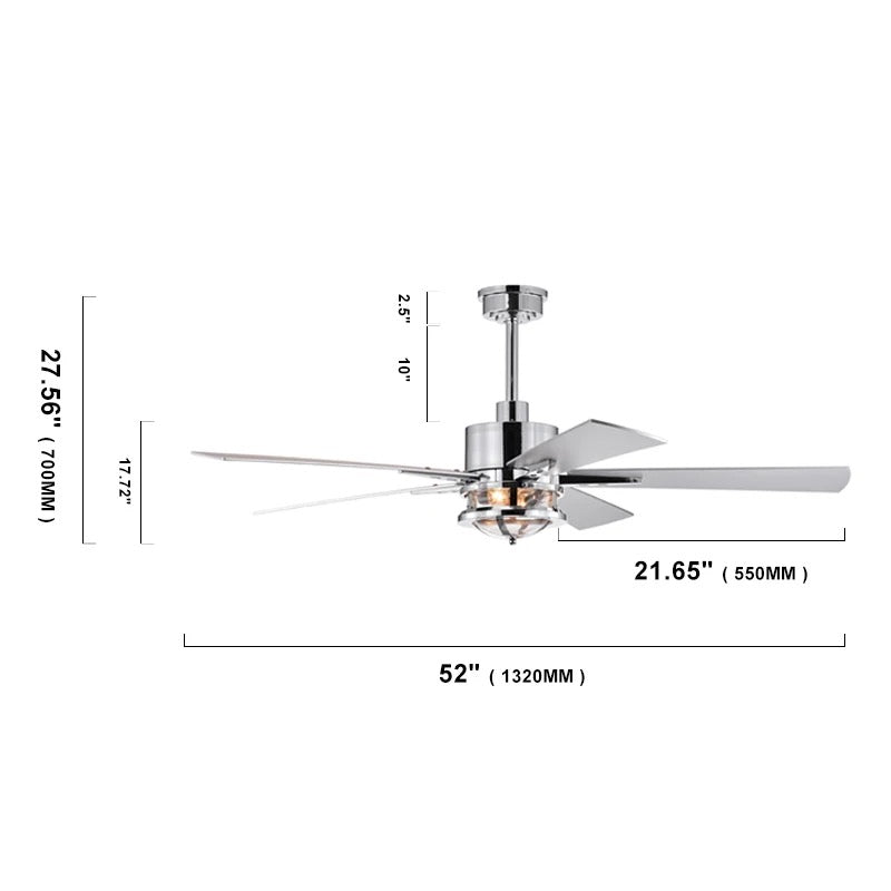 Modern Ceiling Fan Remote Control 52 Inch Ventilation Fan Indoor Dining Room Ceiling Fan With Light