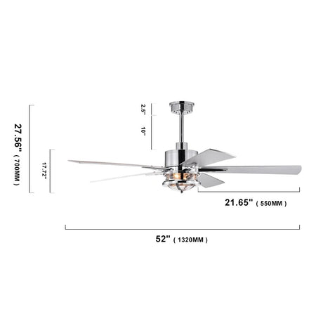 Modern Ceiling Fan Remote Control 52 Inch Ventilation Fan Indoor Dining Room Ceiling Fan With Light