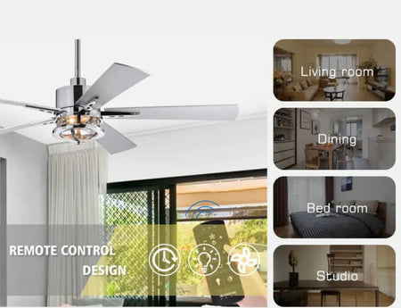 Modern Ceiling Fan Remote Control 52 Inch Ventilation Fan Indoor Dining Room Ceiling Fan With Light