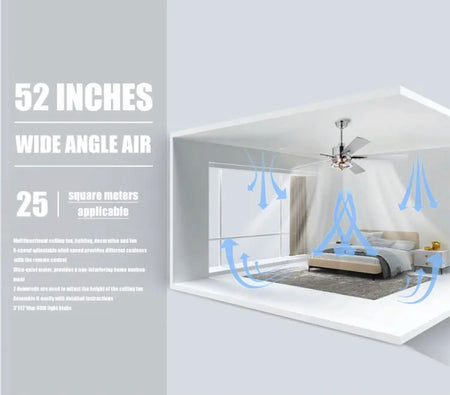 Modern Ceiling Fan Remote Control 52 Inch Ventilation Fan Indoor Dining Room Ceiling Fan With Light