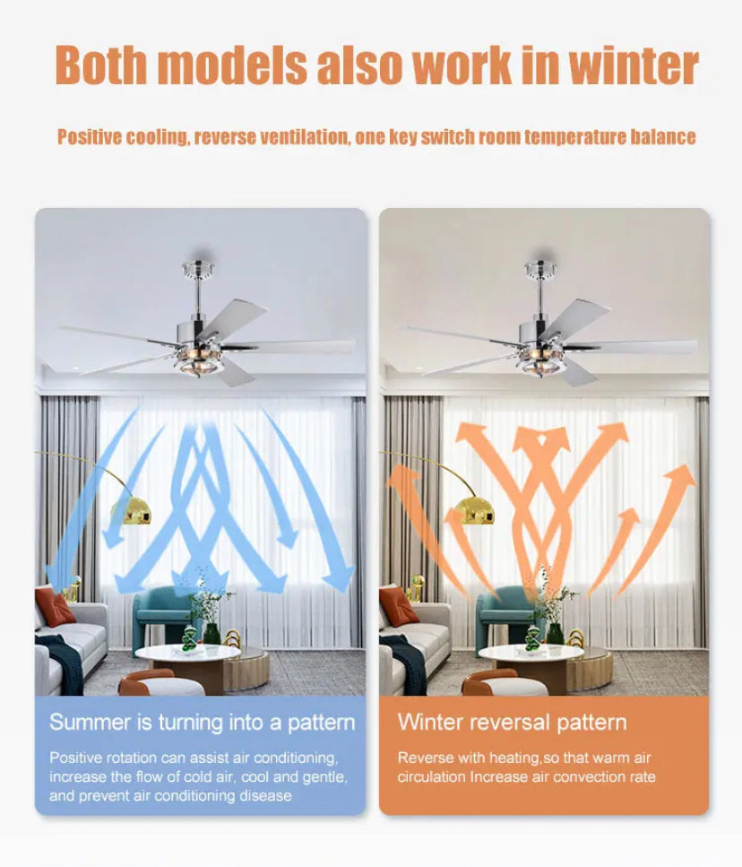 Modern Ceiling Fan Remote Control 52 Inch Ventilation Fan Indoor Dining Room Ceiling Fan With Light