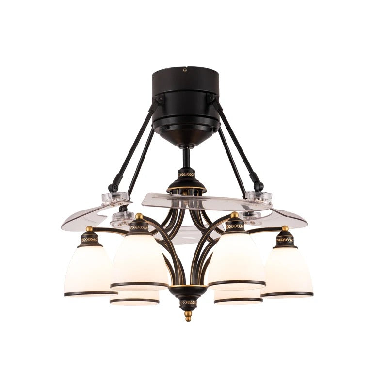 Modern Ventilation Fans Glass 48 Inch European Style Ceiling Light Living Room, Dining Room Remote Control Ceiling Fan Light