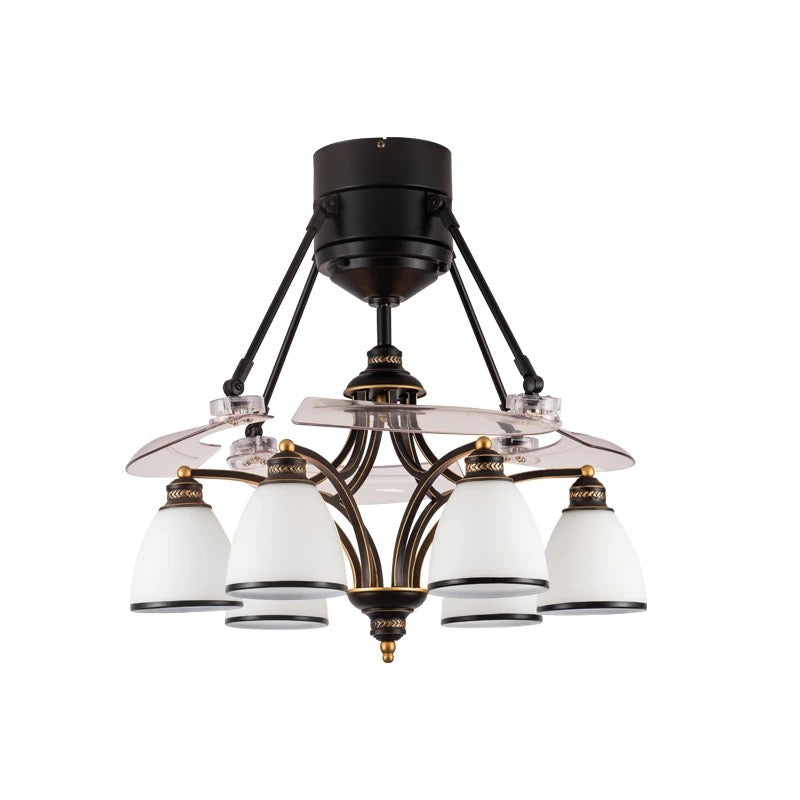 Modern Ventilation Fans Glass 48 Inch European Style Ceiling Light Living Room, Dining Room Remote Control Ceiling Fan Light