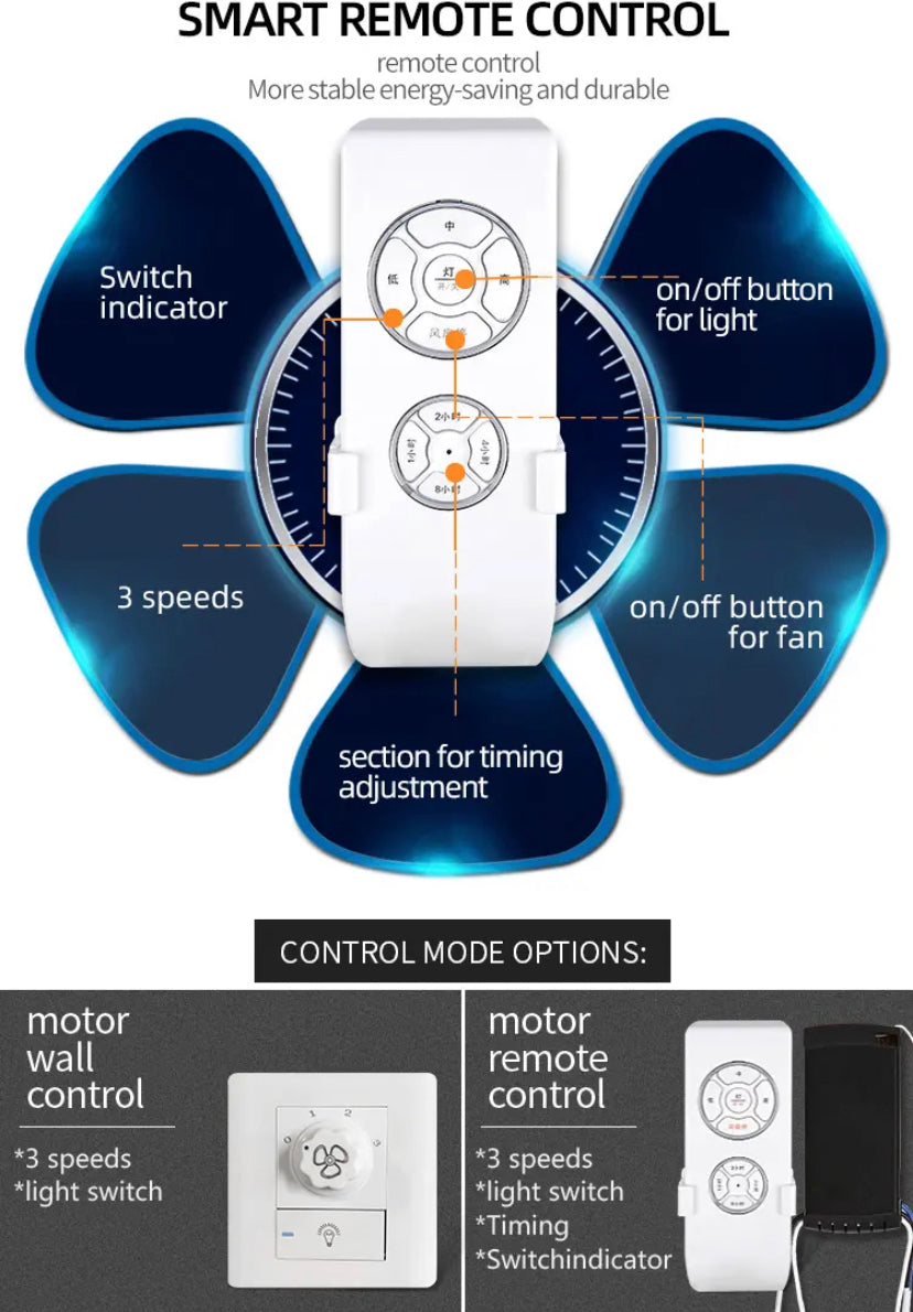 Modern Ventilation Fans Glass 48 Inch European Style Ceiling Light Living Room, Dining Room Remote Control Ceiling Fan Light