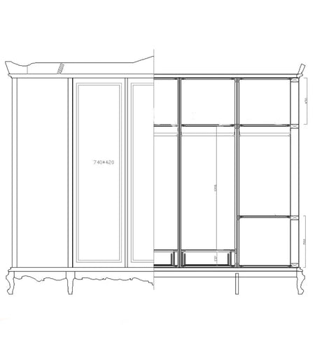 Wardrobe Bedroom Furniture French Luxury Mirrored Baroque Carved Solid Wood Bedroom Furniture