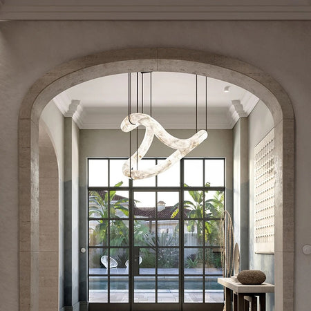 Designer Pendant Light Minimalist Infinity Shaped Alabaster Living, Dining Room Luxury Hanging Lights