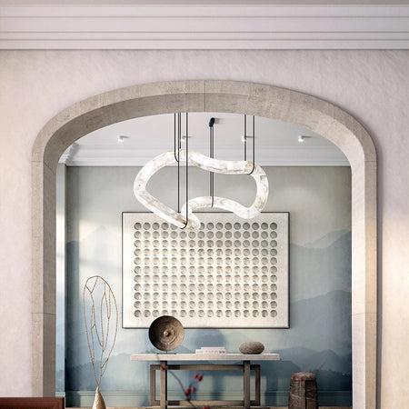 Designer Pendant Light Minimalist Infinity Shaped Alabaster Living, Dining Room Luxury Hanging Lights