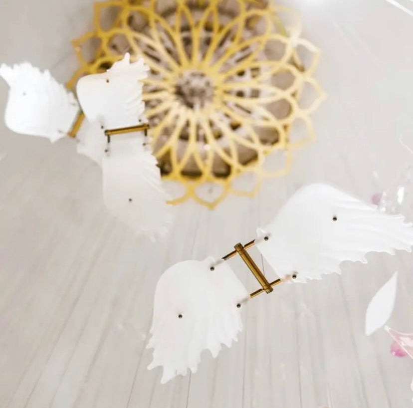 Designer Chandelier Crystal Pink Flower White Butterfly Shape Villa Hotel Lobby Decor Lights