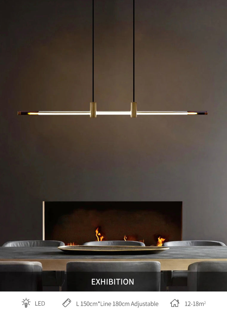 Modern Pendant Light Nordic Strip Designer Copper Restaurant Bar Dining Room Lights