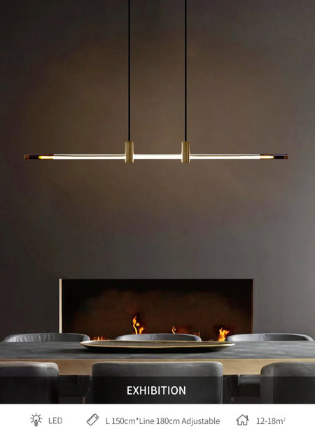 Modern Pendant Light Nordic Strip Designer Copper Restaurant Bar Dining Room Lights