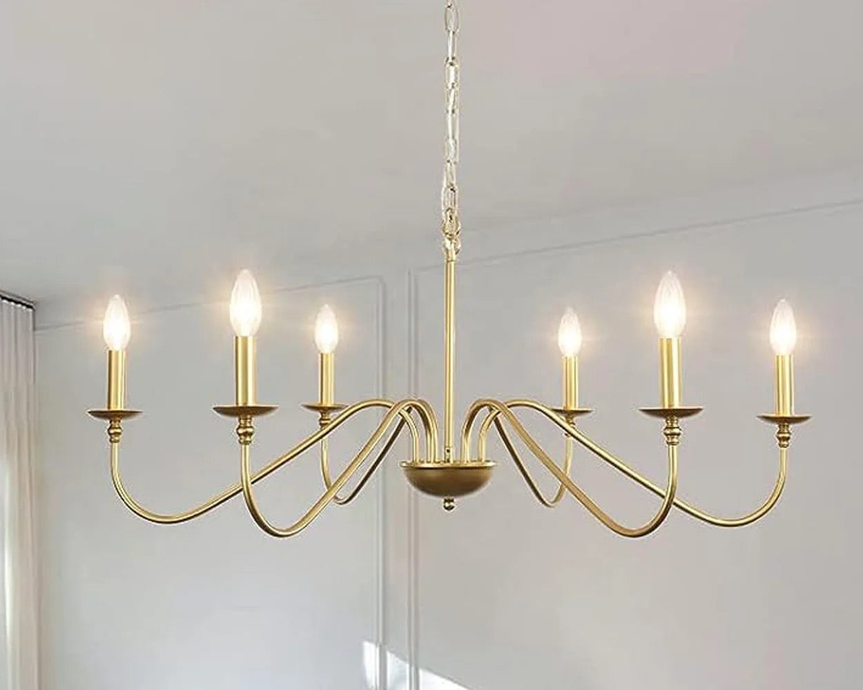 Vintage Chandelier Classic Wagon Gold 6 Lights Dining Room Hanging Lights
