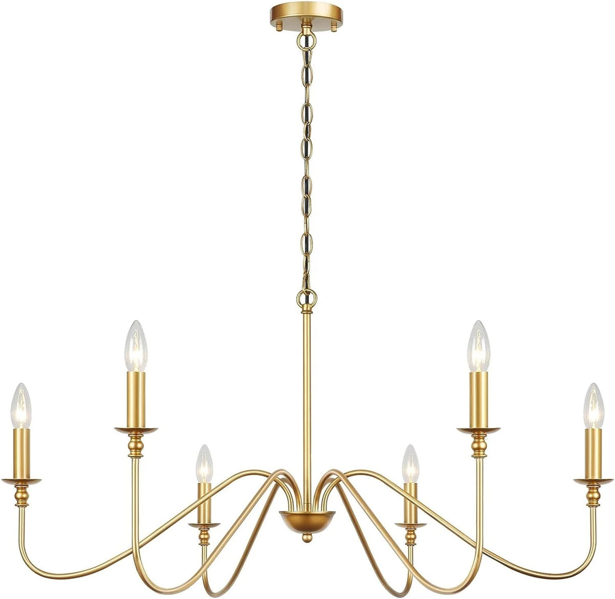 Vintage Chandelier Classic Wagon Gold 6 Lights Dining Room Hanging Lights