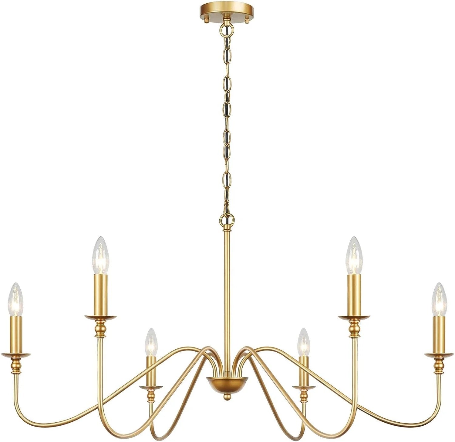 Vintage Chandelier Classic Wagon Gold 6 Lights Dining Room Hanging Lights