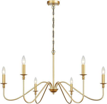 Vintage Chandelier Classic Wagon Gold 6 Lights Dining Room Hanging Lights