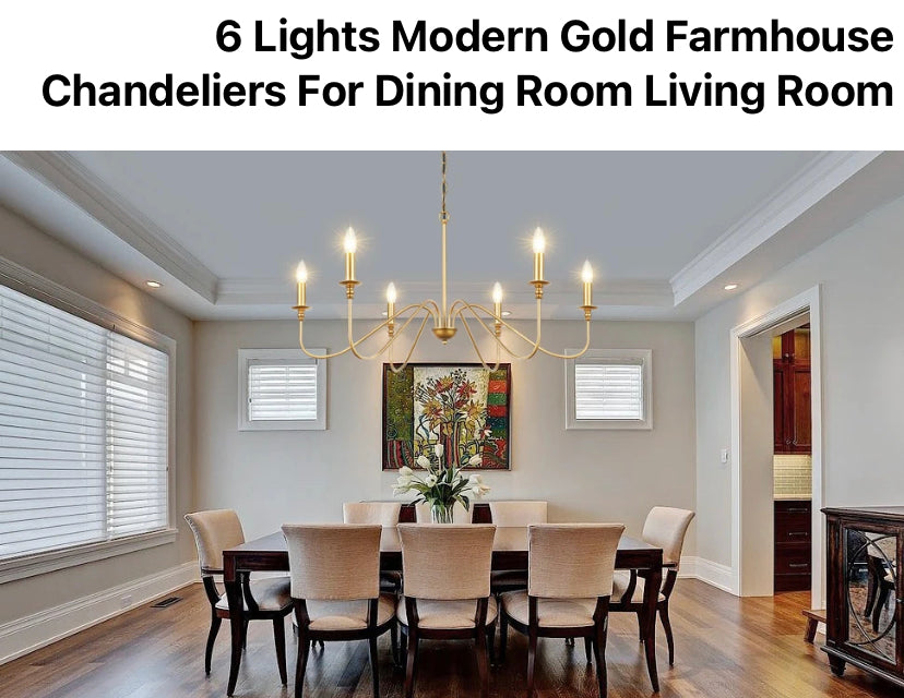 Vintage Chandelier Classic Wagon Gold 6 Lights Dining Room Hanging Lights