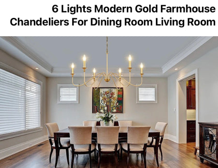 Vintage Chandelier Classic Wagon Gold 6 Lights Dining Room Hanging Lights