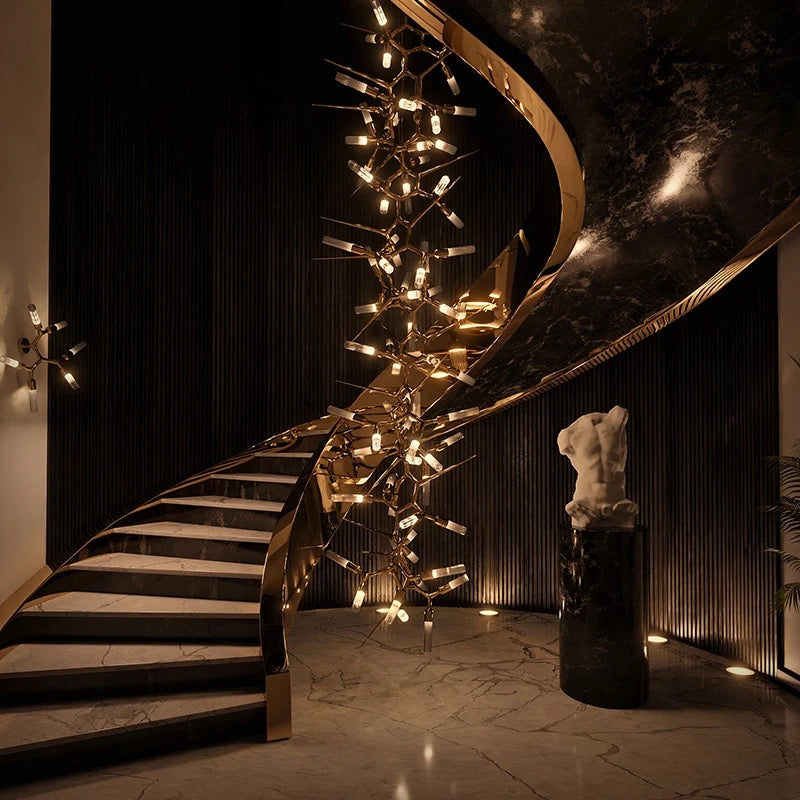 Designer Chandelier Large Gold Luxury Pendant Lobby Stairs Lights