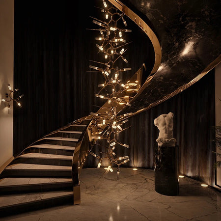 Designer Chandelier Large Gold Luxury Pendant Lobby Stairs Lights