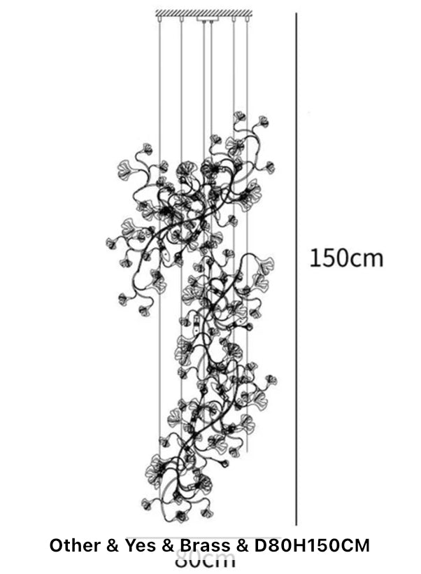 Designer Chandelier Extra Large Tall Ceramic Leaf High Decorative Luxury Loft Hotel, Home Stairs Lights