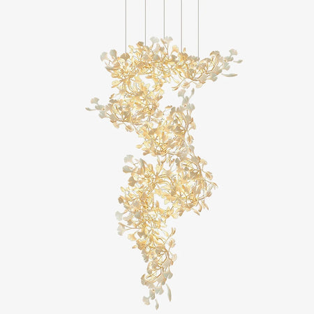 Designer Chandelier Extra Large Tall Ceramic Leaf High Decorative Luxury Loft Hotel, Home Stairs Lights