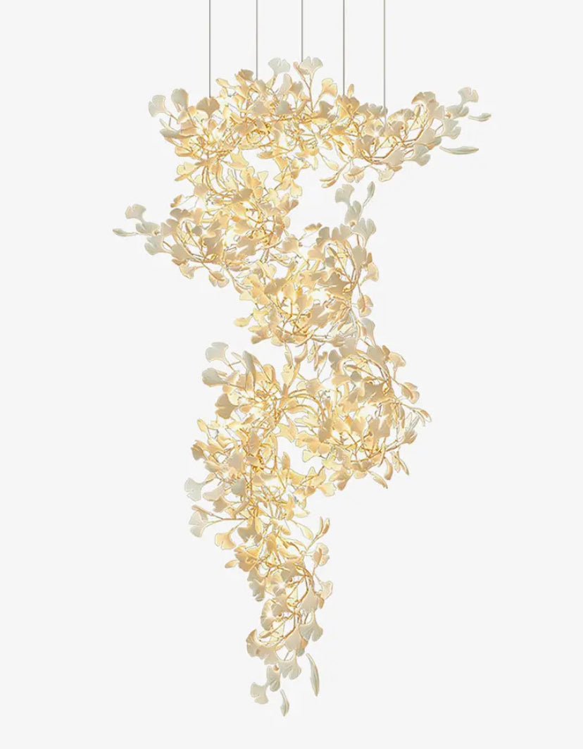 Designer Chandelier Extra Large Tall Ceramic Leaf High Decorative Luxury Loft Hotel, Home Stairs Lights