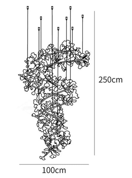 Designer Chandelier Extra Large Tall Ceramic Leaf High Decorative Luxury Loft Hotel, Home Stairs Lights