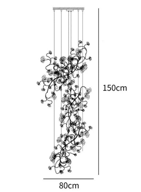 Designer Chandelier Extra Large Tall Ceramic Leaf High Decorative Luxury Loft Hotel, Home Stairs Lights