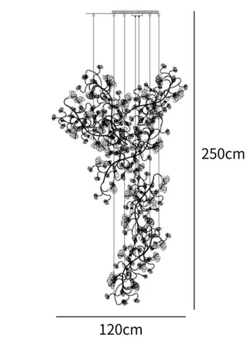Designer Chandelier Extra Large Tall Ceramic Leaf High Decorative Luxury Loft Hotel, Home Stairs Lights