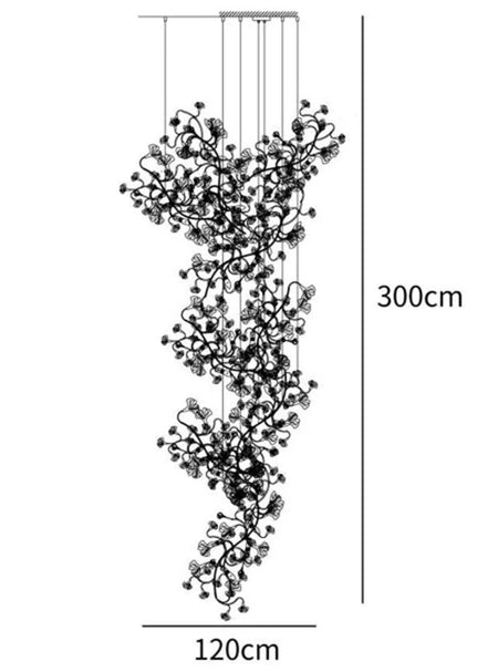 Designer Chandelier Extra Large Tall Ceramic Leaf High Decorative Luxury Loft Hotel, Home Stairs Lights