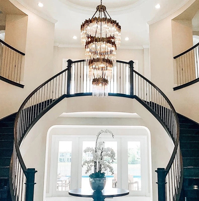 Designer Chandelier Large French Country Duplex Stairwell Crystal Raindrops Decorative Lights