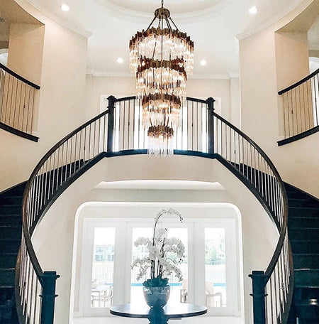 Designer Chandelier Large French Country Duplex Stairwell Crystal Raindrops Decorative Lights