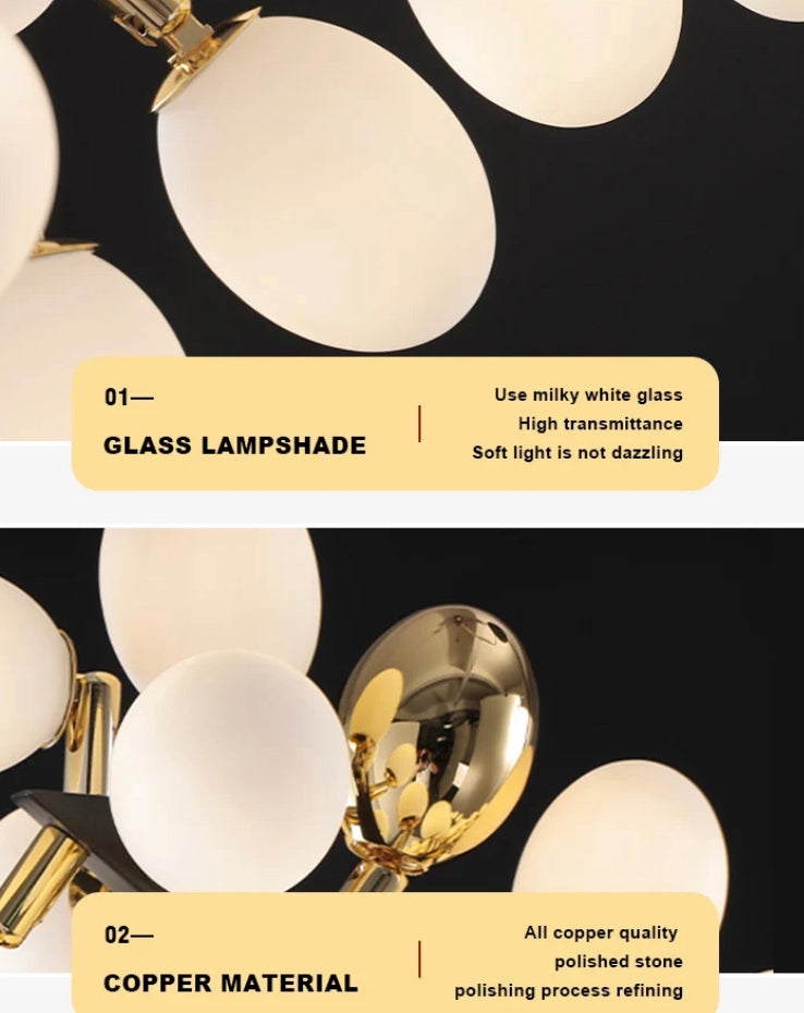 Modern Chandelier Designer Glass Ball Branch Living Room Duplex Stairs Lights