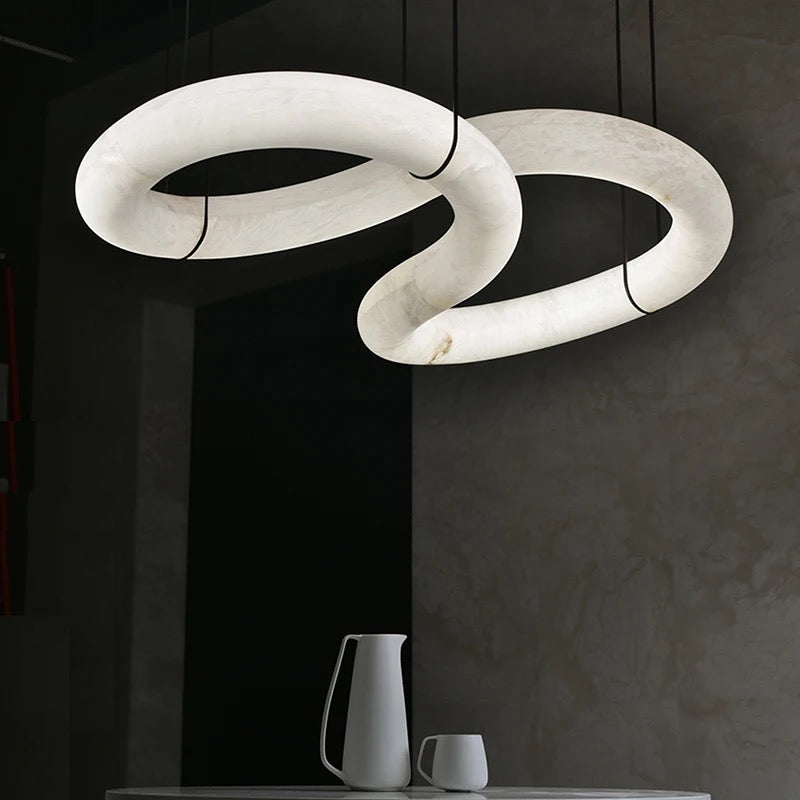 Designer Pendant Light Stone Lampshade Linear Marble, Alabaster Dining, Living Room Luxury Lights